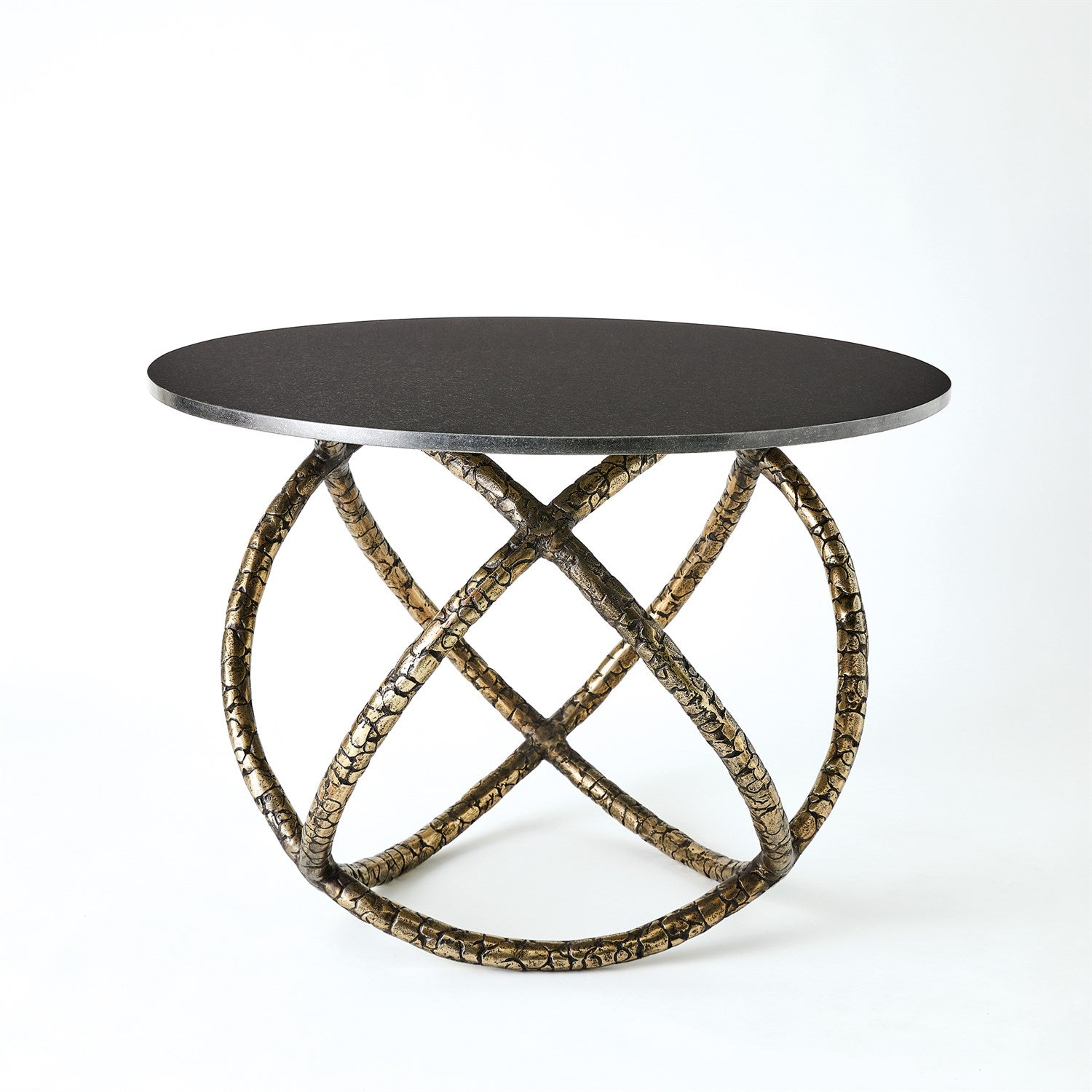 Global Views, Astro Table - Antique Brass W/Black Granite