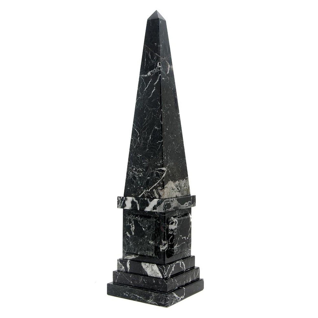 Marble Crafter, Atlas Collection Black Zebra 20" Marble Obelisk