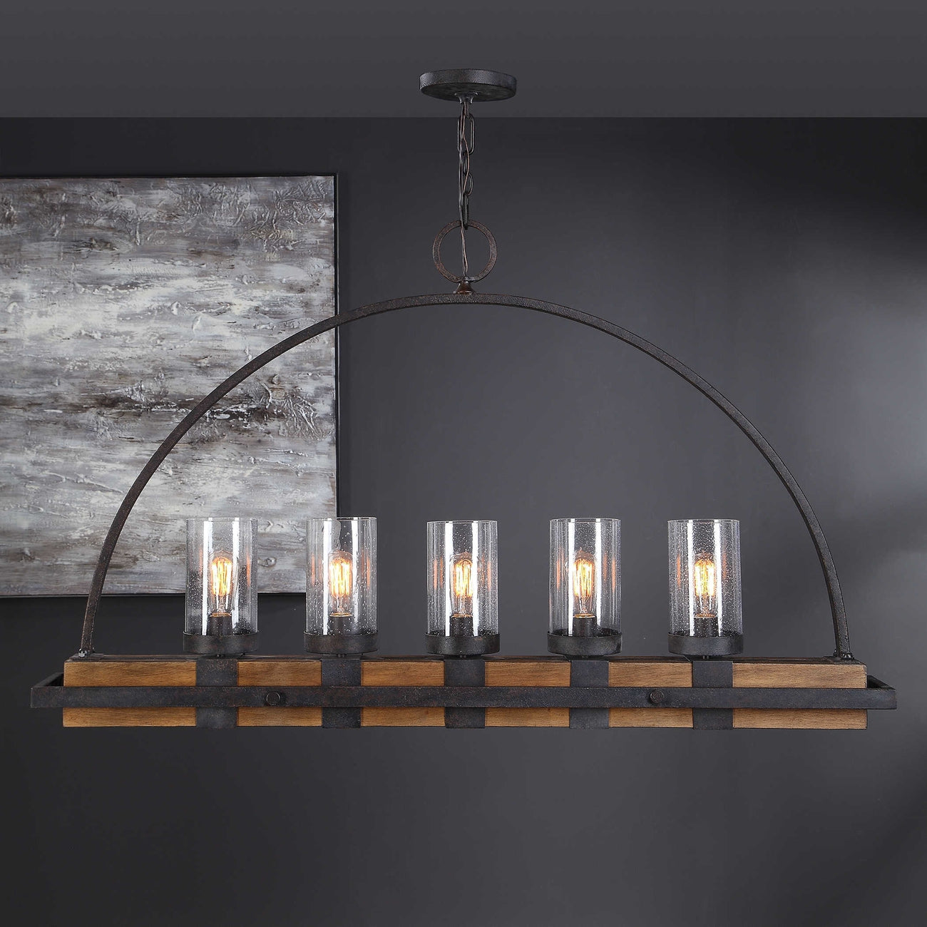 Uttermost, Atwood 5 Light Rustic Linear Chandelier