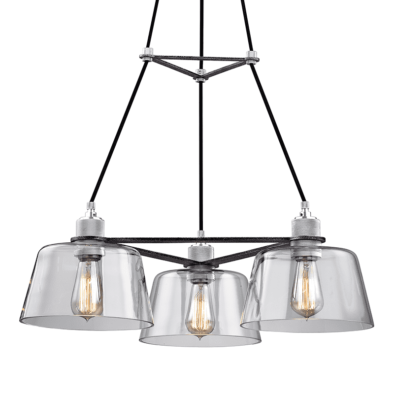 Troy Lighting, Audiophile 3Lt Chandelier Old Silver And Polished Aluminum