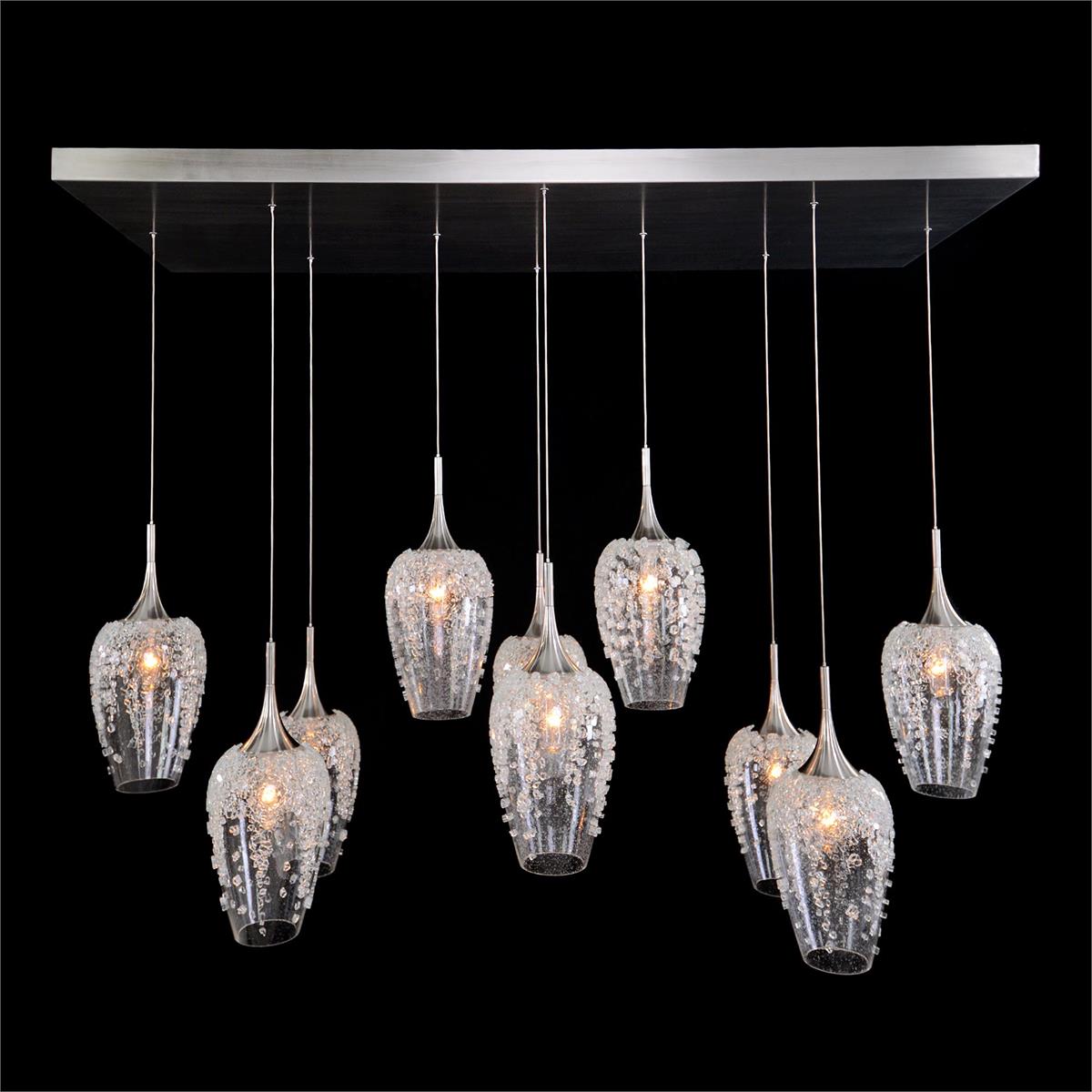 John Richard, Aureo Ten - Light Horizontal Glass Pendant Chandelier