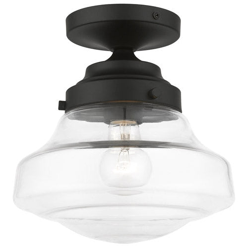 Livex Lighting, Avondale 1 Light 9 inch Black Semi-Flush Ceiling Light