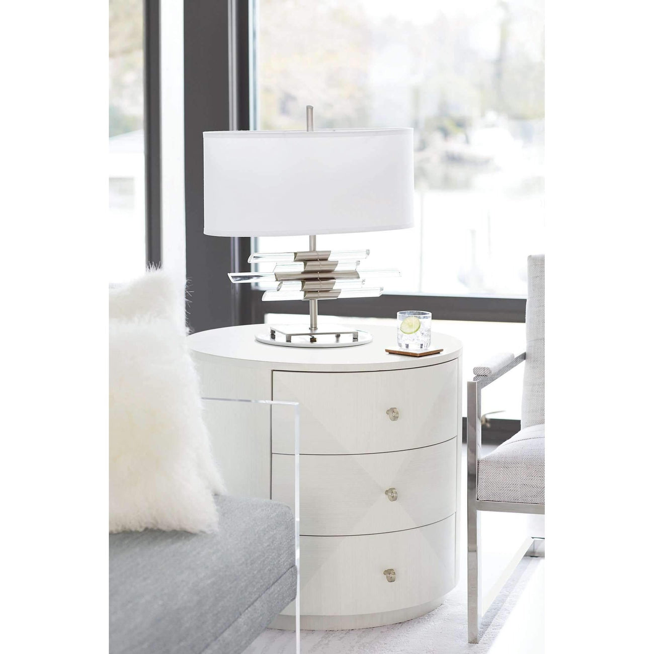 Bernhardt, Axiom Round Side Table - 3 Drawer