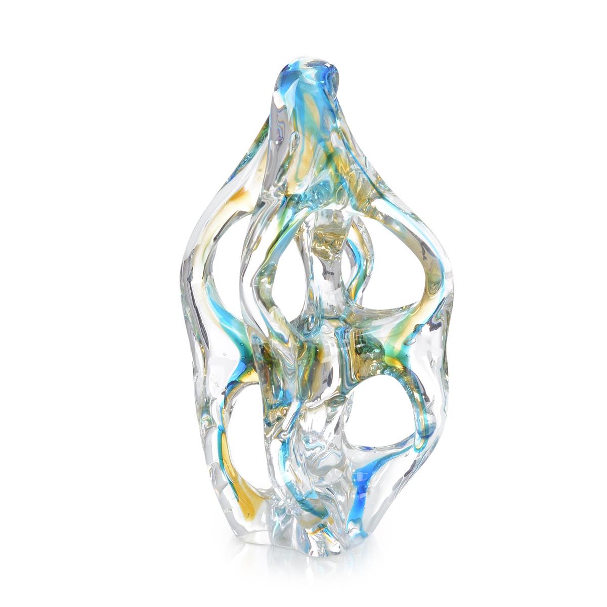 John Richard, Azure Blue and Yellow Handblown Glass Sculpture