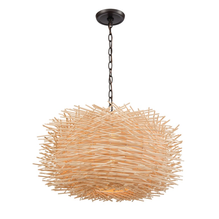 Elk Home, Bamboo Nest 23'' Wide 3 - Light Chandelier