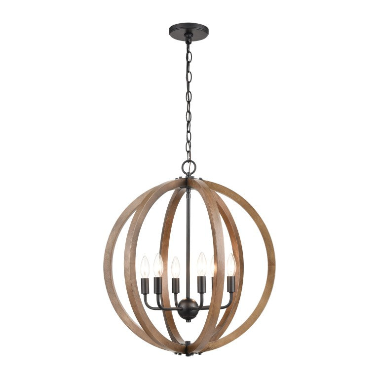 Elk Home, Barrow 22'' Wide 6 - Light Chandelier - Matte Black