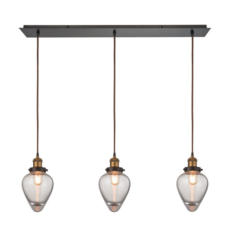 Elk Home, Bartram 36'' Wide 3 - Light Pendant - Antique Brass