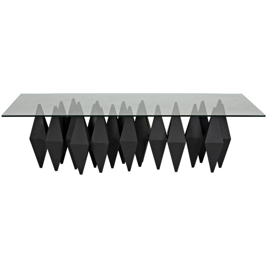 Noir, Bast Metal Coffee Table with Glass Top