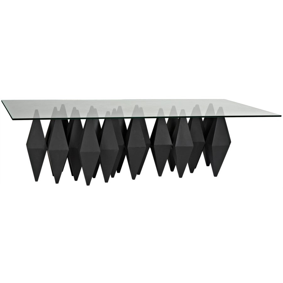 Noir, Bast Metal Coffee Table with Glass Top