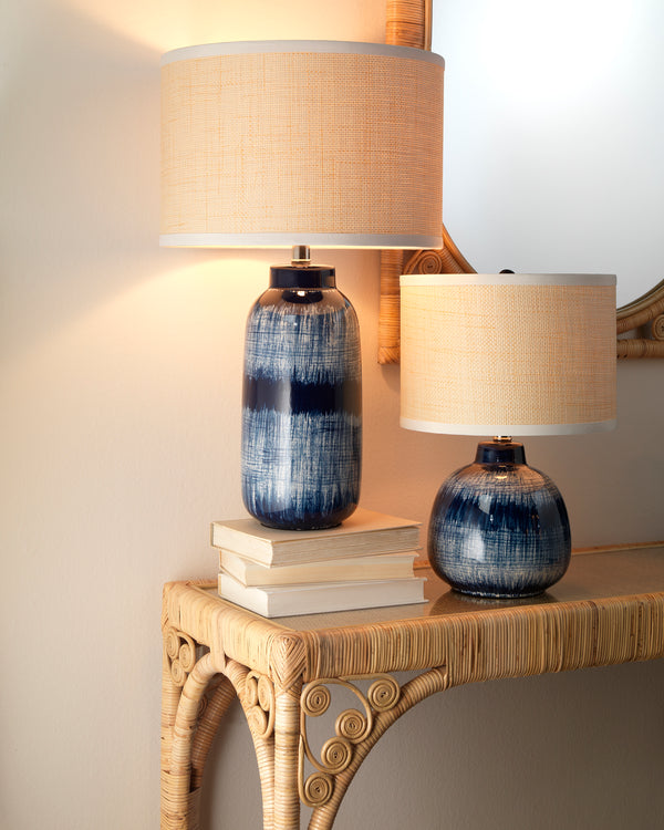 Jamie Young, Batik Table Lamp Blue and Cream - Large