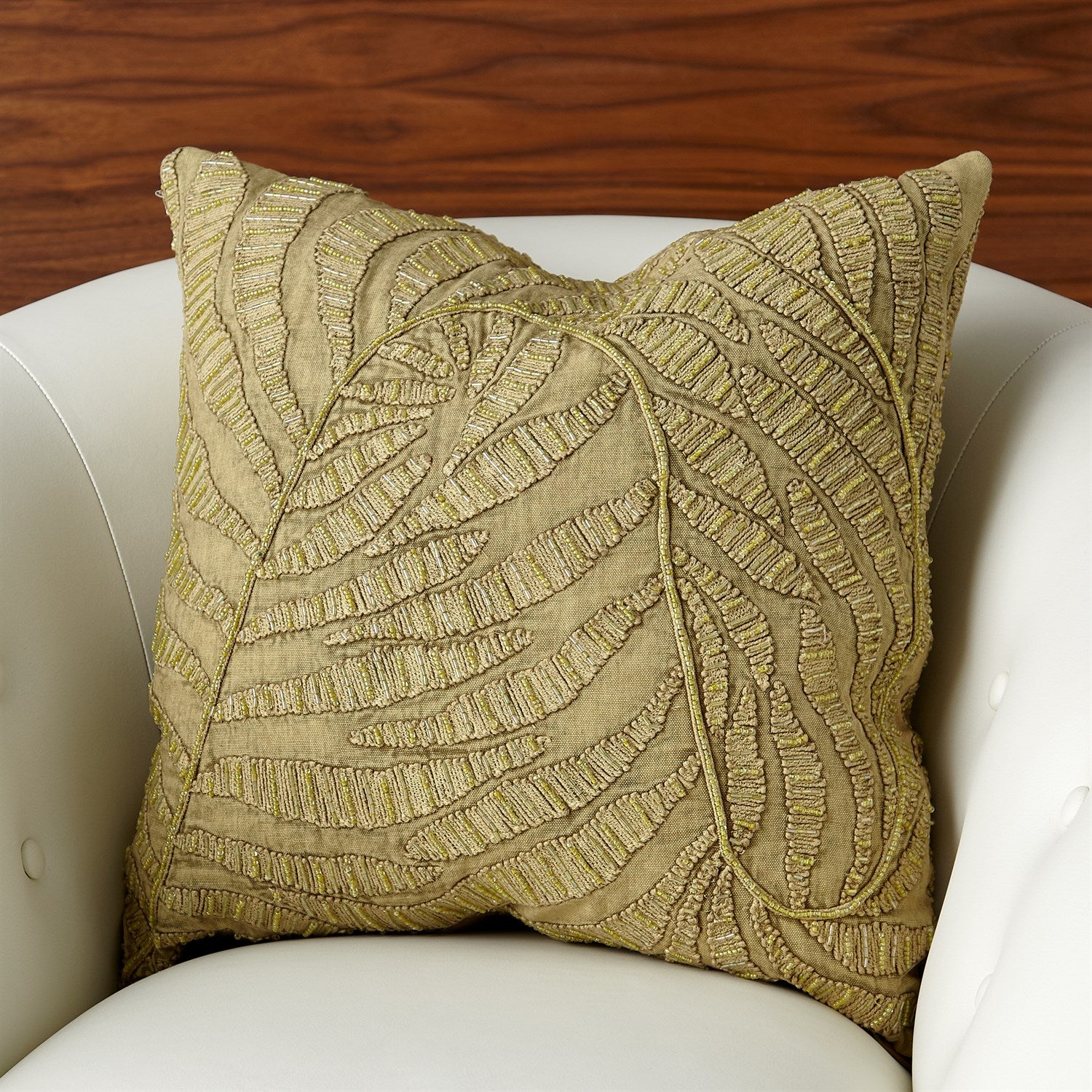 Global Views, Beaded Palm Leaf Pillow