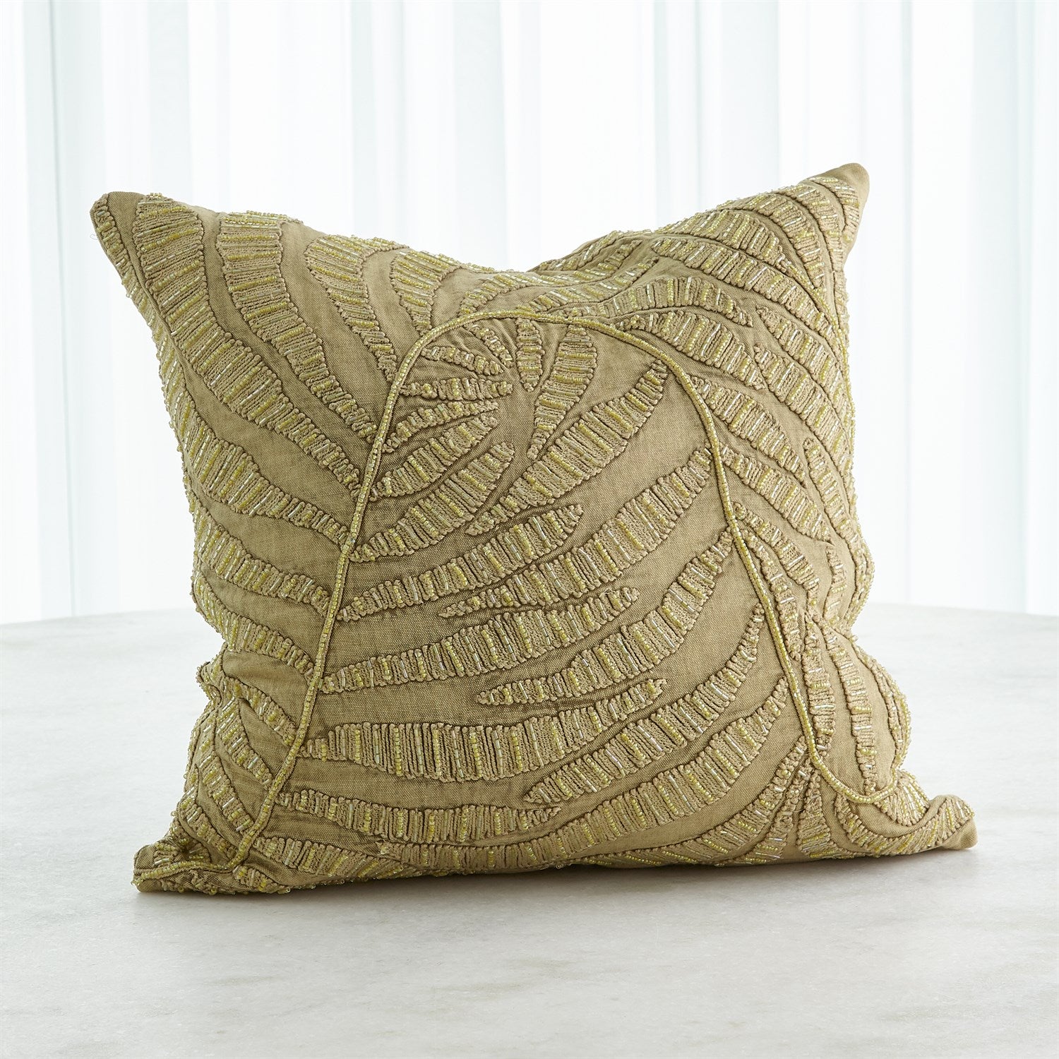 Global Views, Beaded Palm Leaf Pillow