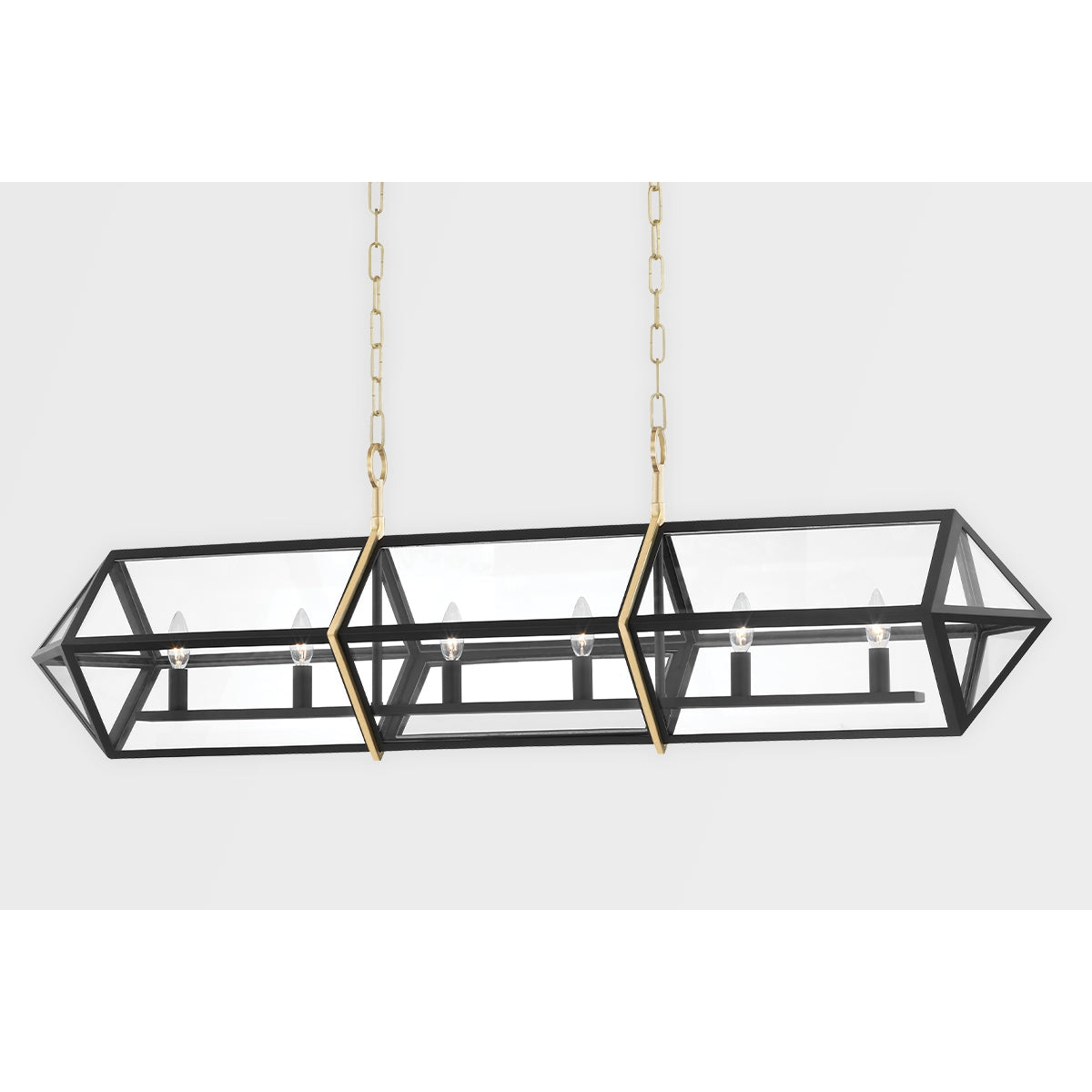 Hudson Valley, Bedford Hills 6 Light Island Light Aged Brass / Black