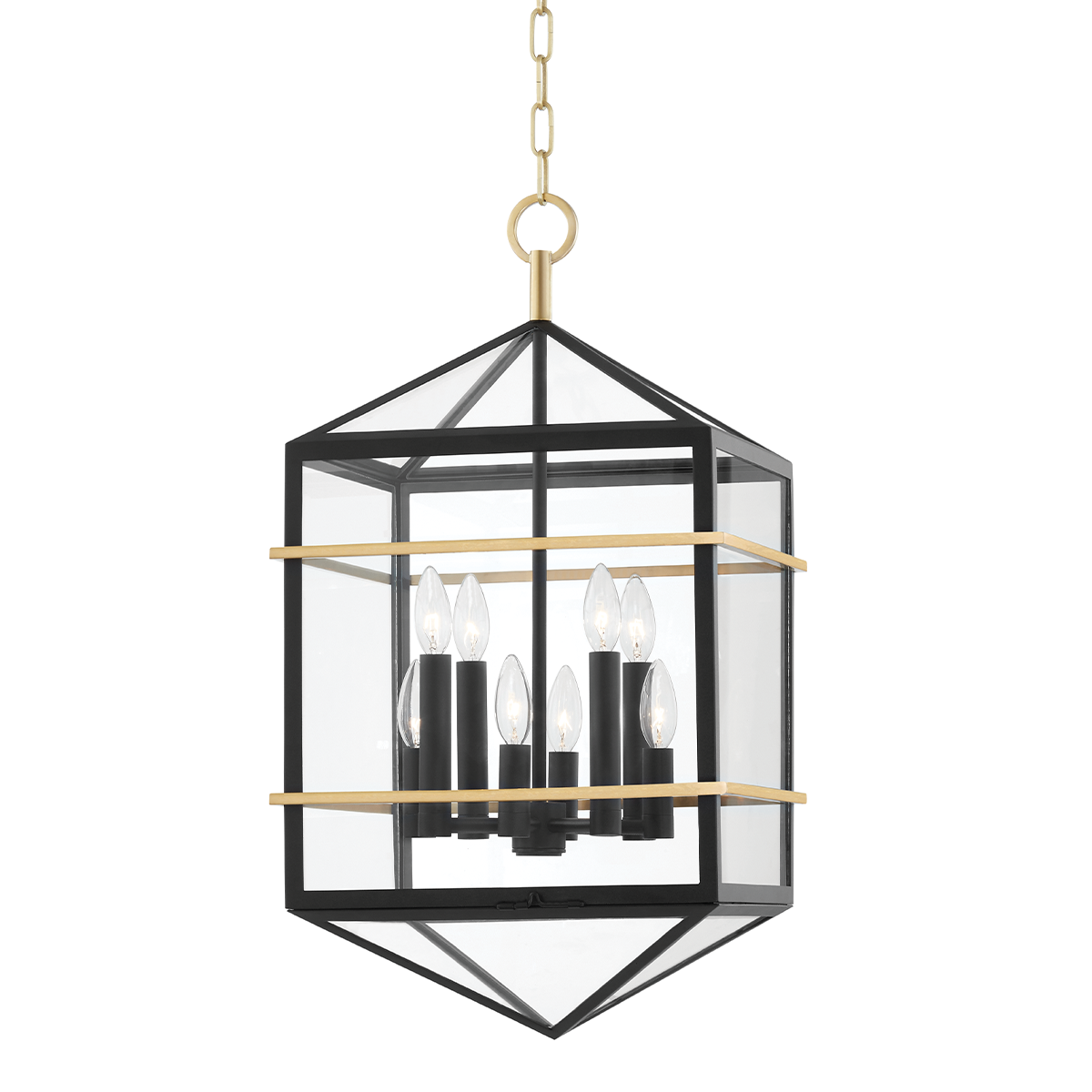 Hudson Valley, Bedford Hills 8 Light Pendant Aged Brass/Black