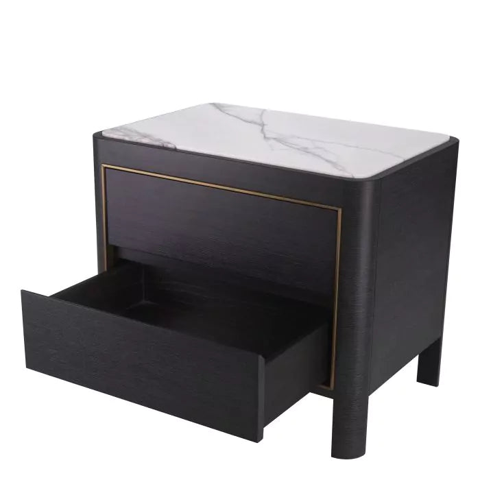 Eichholtz, Bedside Table Corazon charcoal grey oak veneer