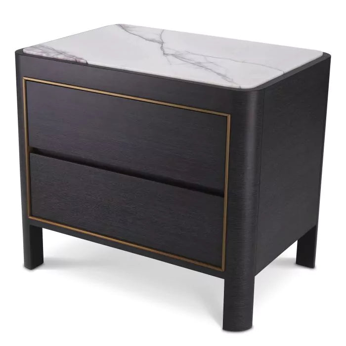 Eichholtz, Bedside Table Corazon charcoal grey oak veneer