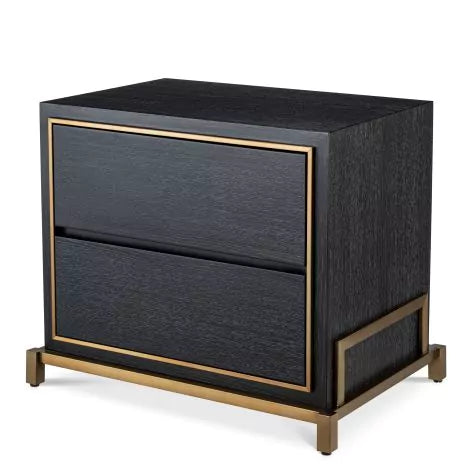 Eichholtz, Bedside Table Hazel charcoal grey oak veneer