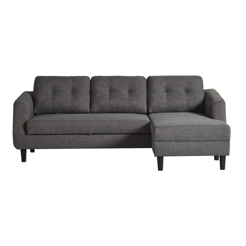 Moes, Belagio Sofa Bed With Chaise Charcoal Right