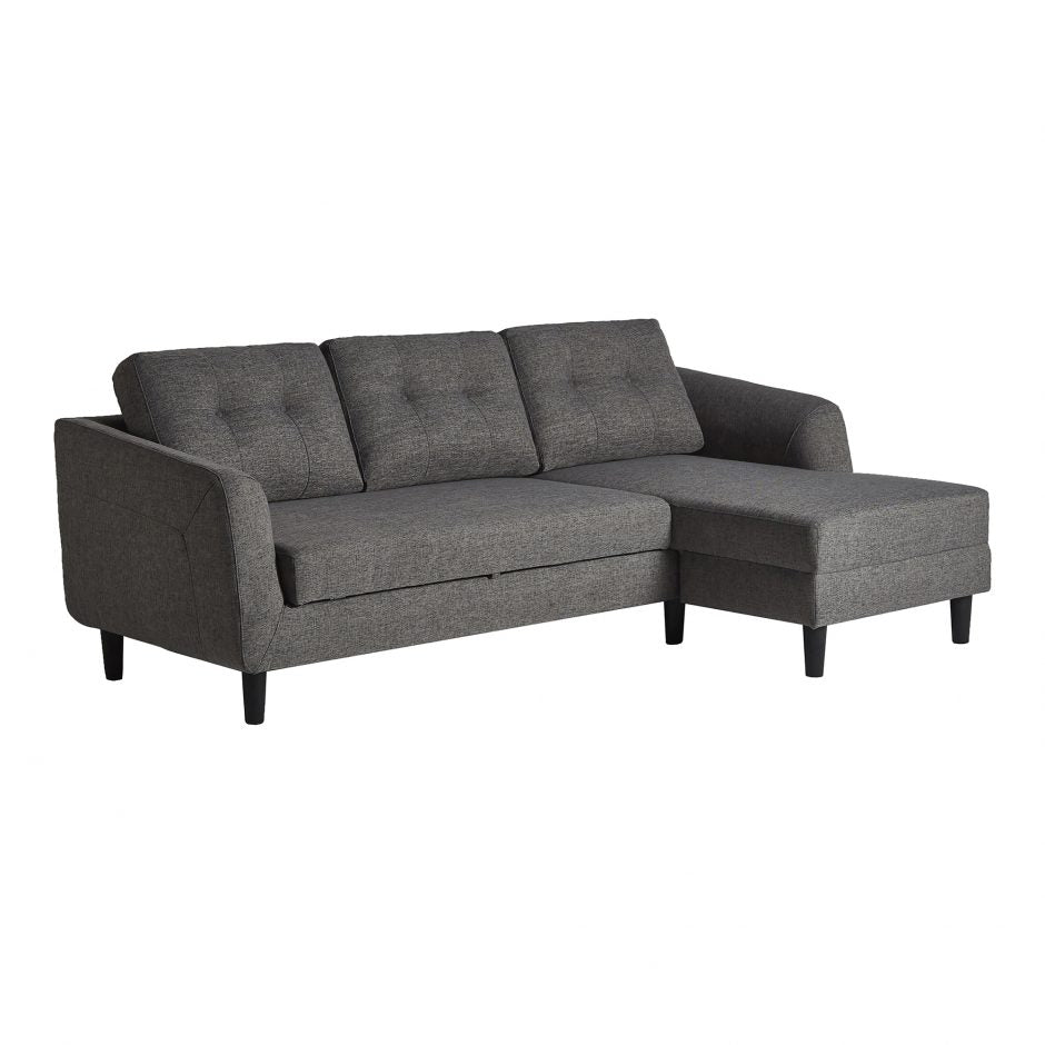 Moes, Belagio Sofa Bed With Chaise Charcoal Right