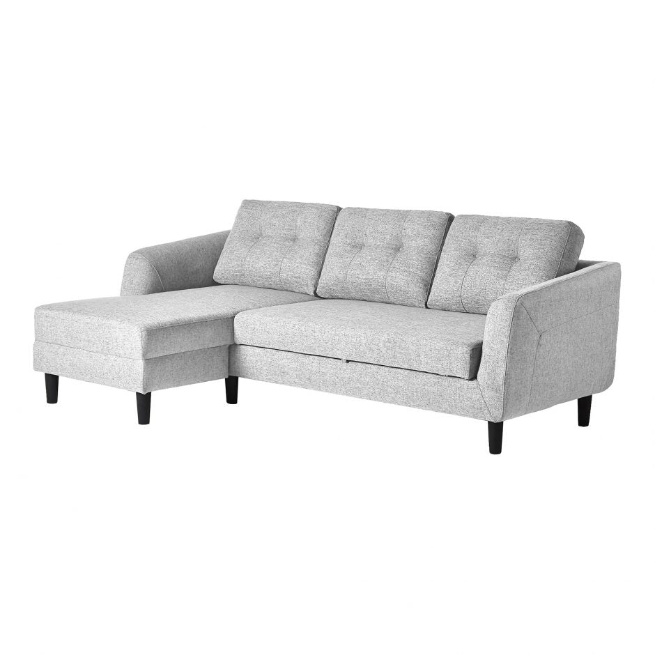 Moes, Belagio Sofa Bed With Chaise Light Grey Left