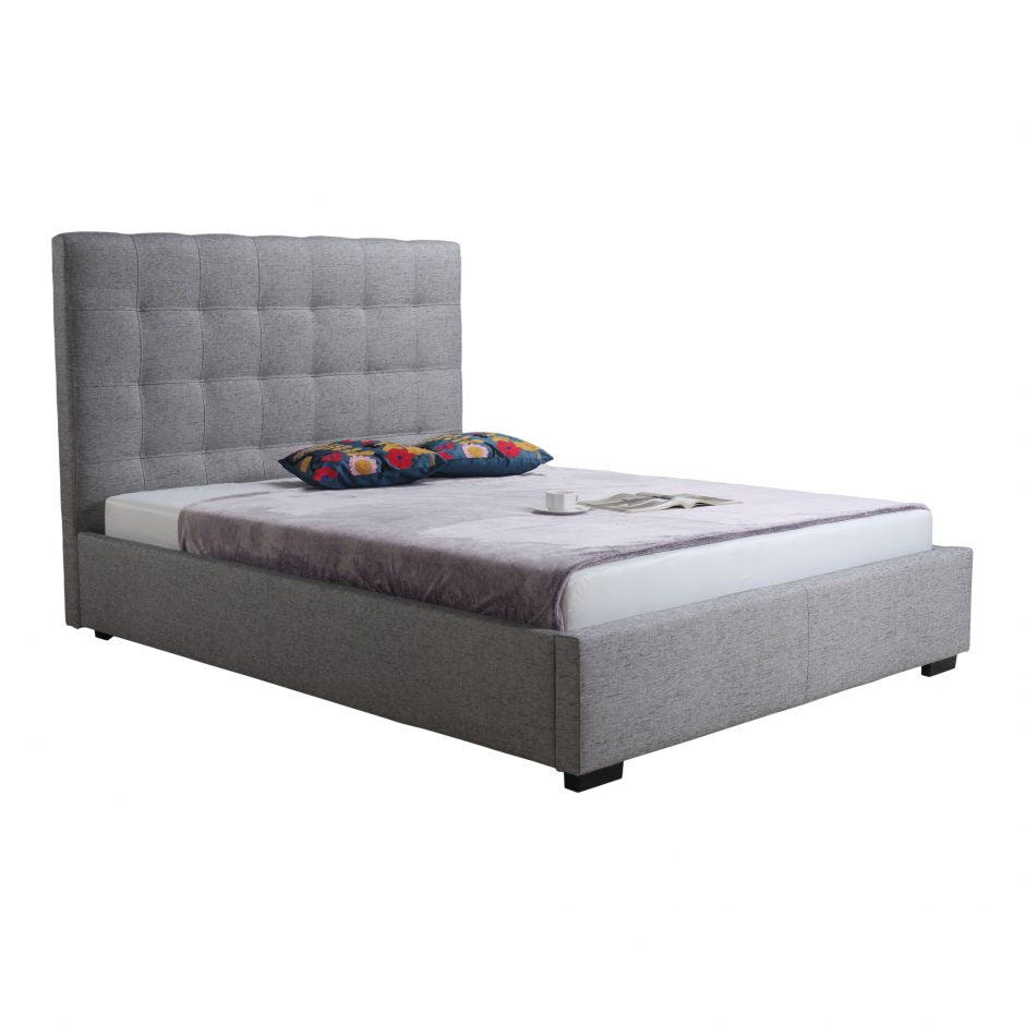 Moes, Belle Storage Bed King Light Grey Fabric