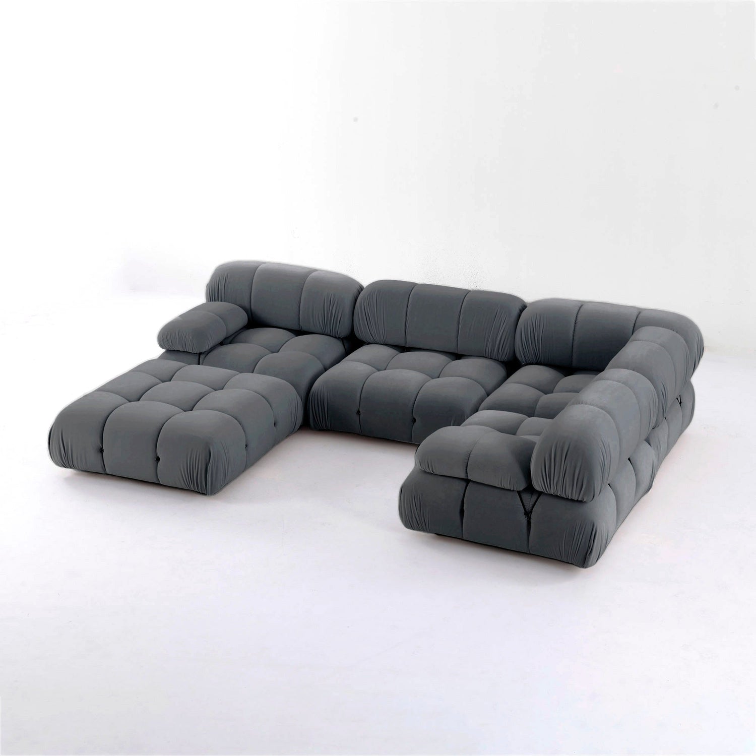 France & Son, Bellini Sectional Sofa Set - Carbon Grey Velvet