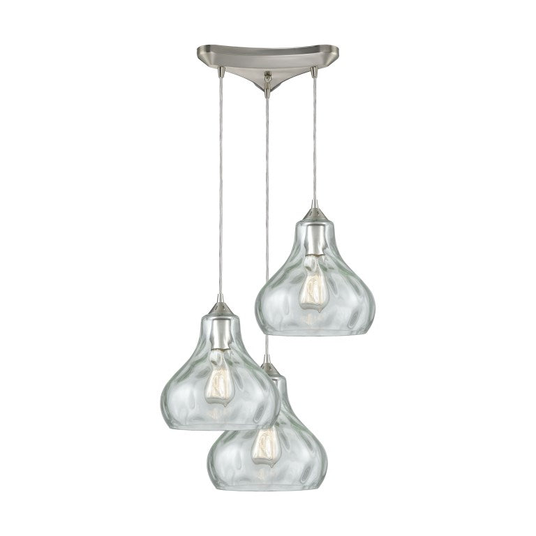 Elk Home, Belmont 12'' Wide 3-Light Multi Pendant - Satin Nickel