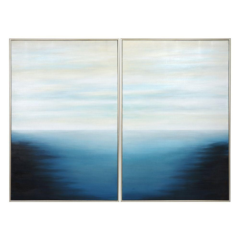 Sunpan, Below The Surface (Set Of 2) - 40" X 60" - Silver Floater Frame