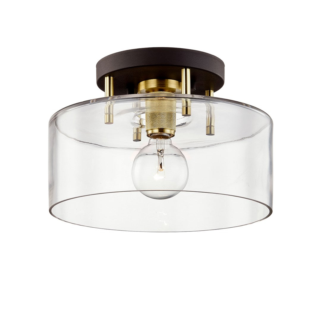 Troy Lighting, Bergamot Station 1LT Semi-Flush - Bronze/Brushed Brass