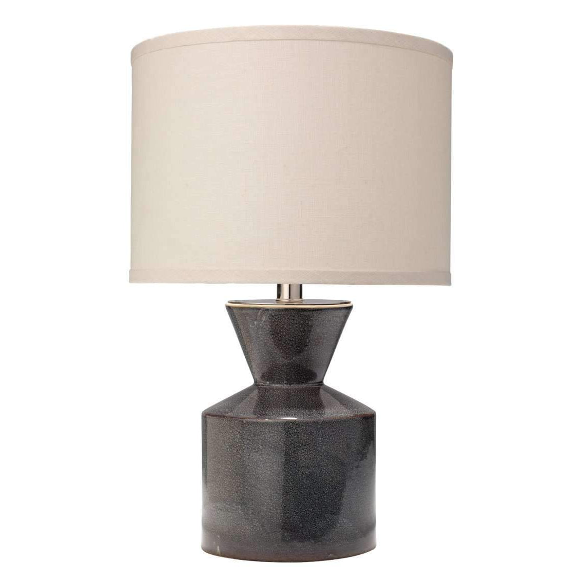 Jamie Young, Berkley Table Lamp in Blue Ceramic with Small Drum Shade in White Linen