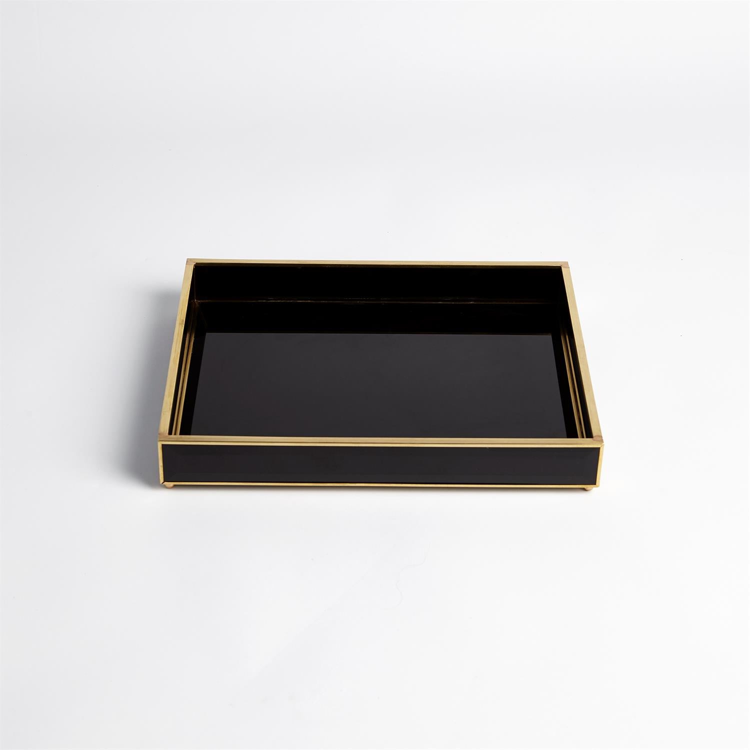 Global Views, Beveled Black Glass Tray