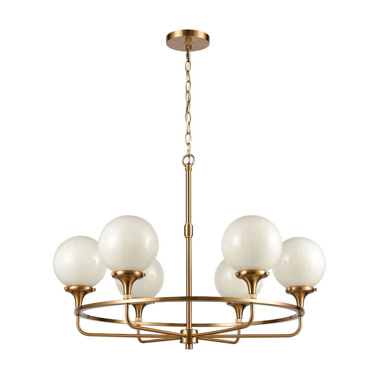 Elk Home, Beverly Hills 30'' Wide 6 - Light Chandelier - Satin Brass