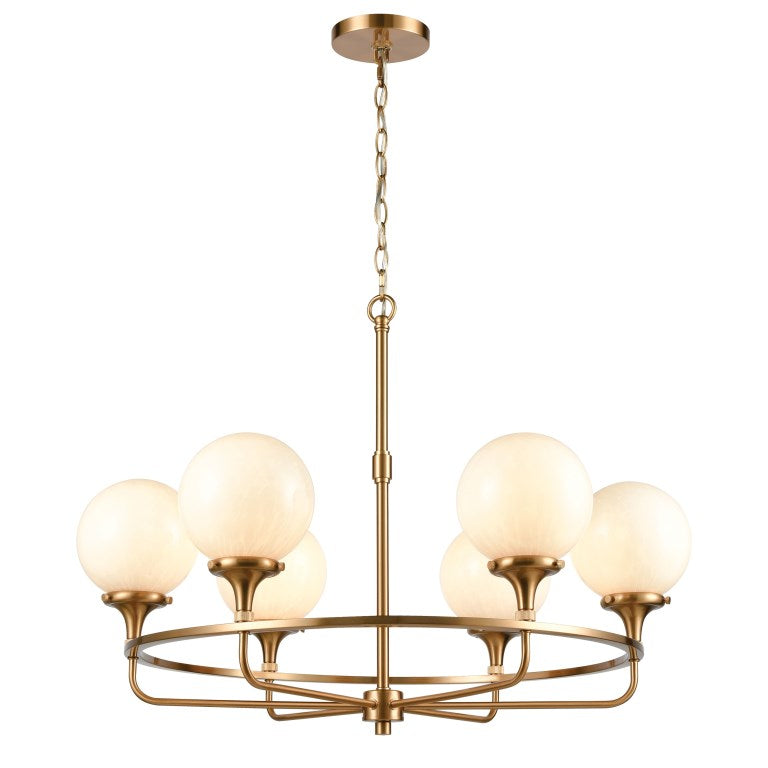 Elk Home, Beverly Hills 30'' Wide 6 - Light Chandelier - Satin Brass