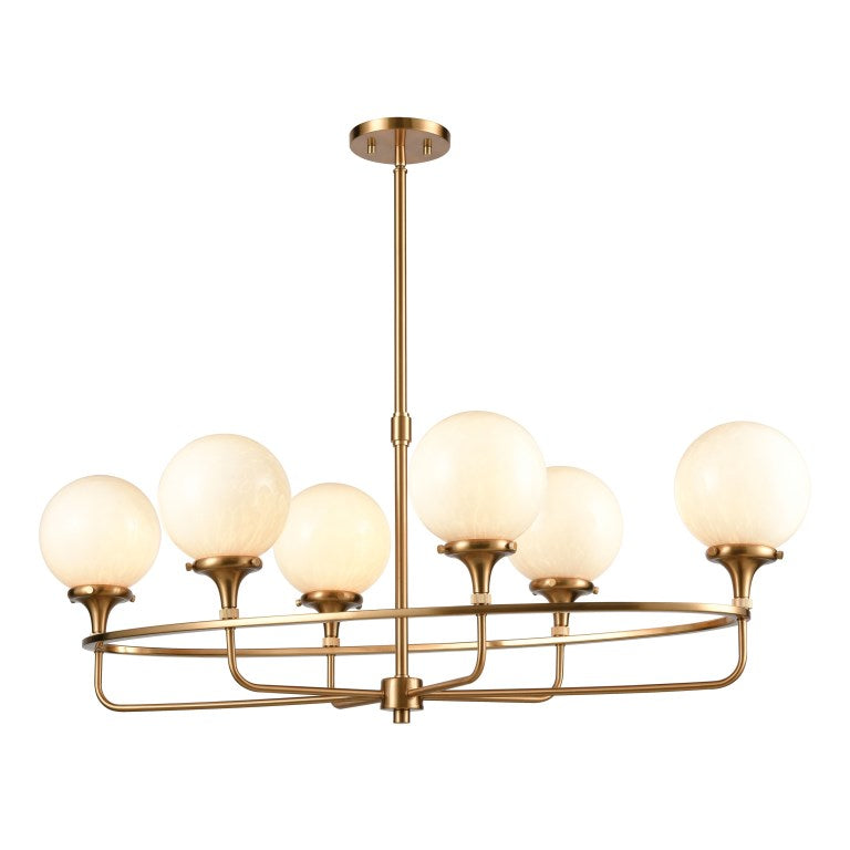 Elk Home, Beverly Hills 38'' Wide 6 - Light Linear Chandelier - Satin Brass