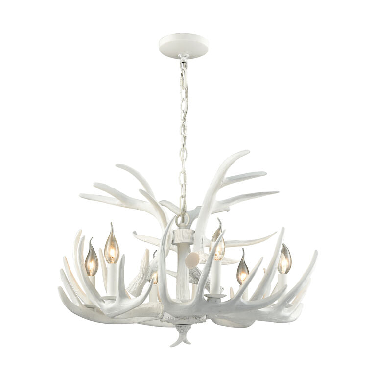 Elk Home, Big Sky 25'' Wide 6 - Light Chandelier - White