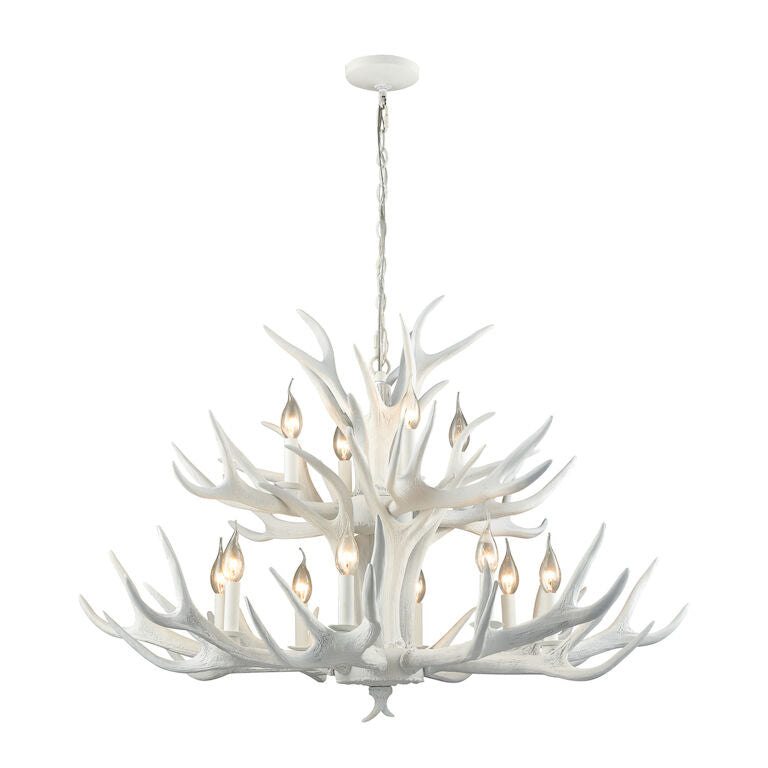 Elk Home, Big Sky 39'' Wide 12 - Light Chandelier - White