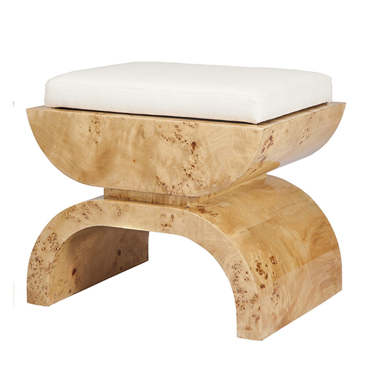 Worlds Away, Biggs Stool with White Linen Cushion