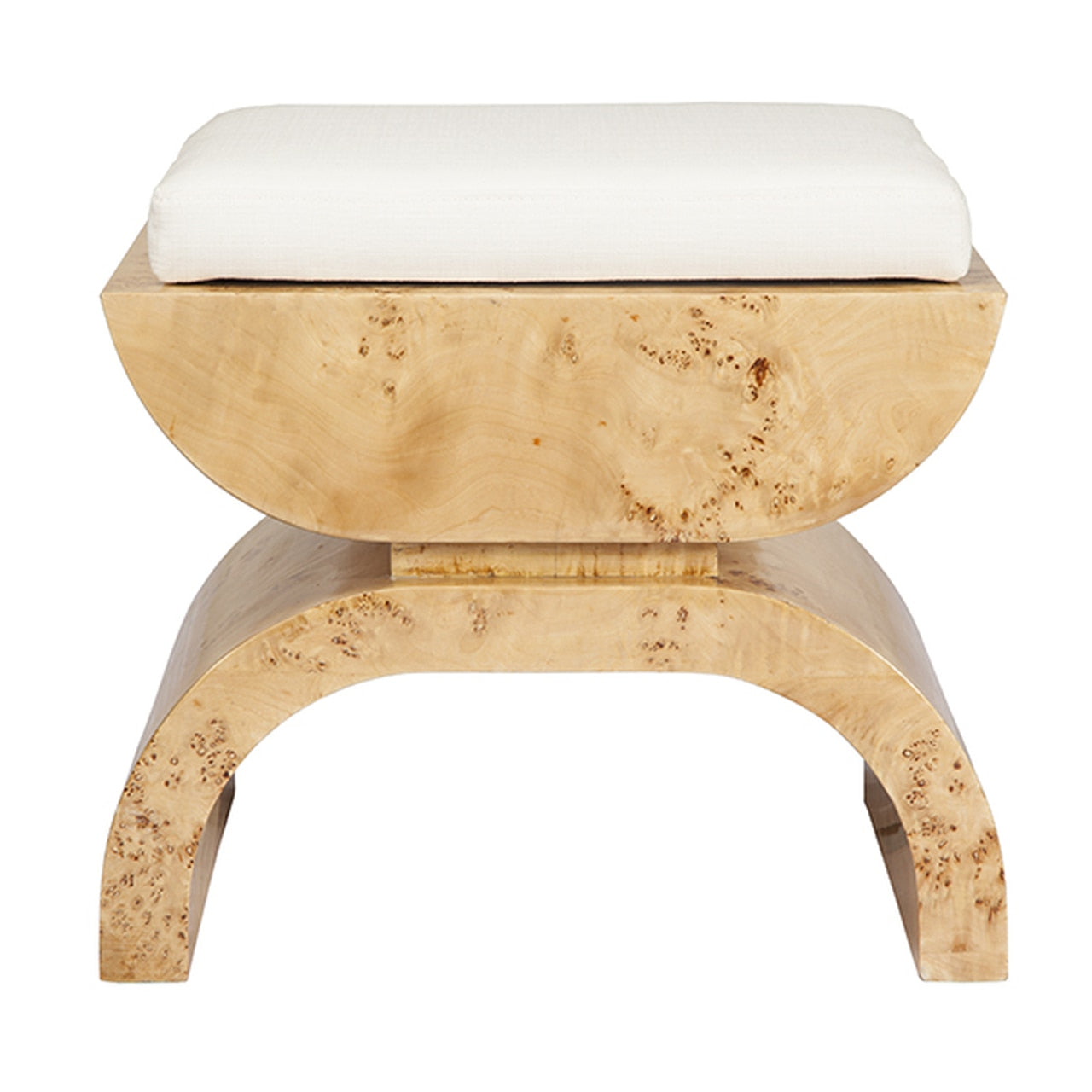 Worlds Away, Biggs Stool with White Linen Cushion