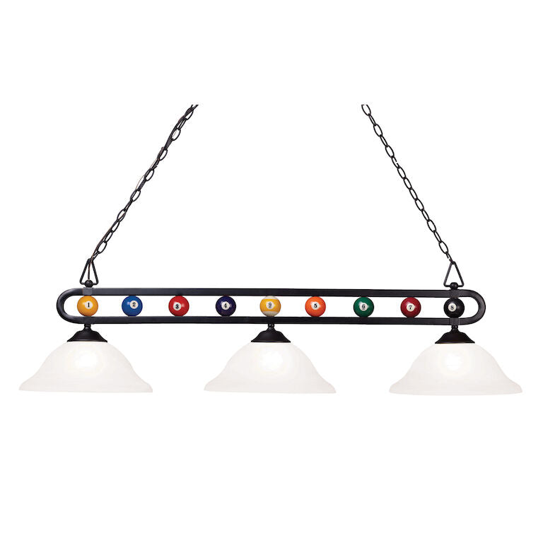 Elk Home, Billiard Motif 51'' Wide 3 - Light Linear Chandelier - Matte Black