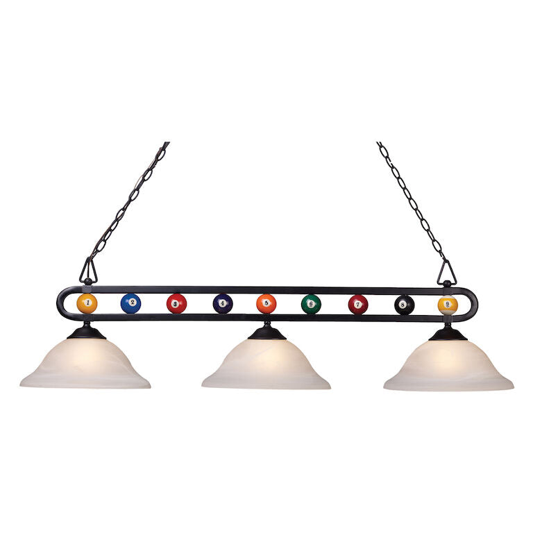 Elk Home, Billiard Motif 51'' Wide 3 - Light Linear Chandelier - Matte Black