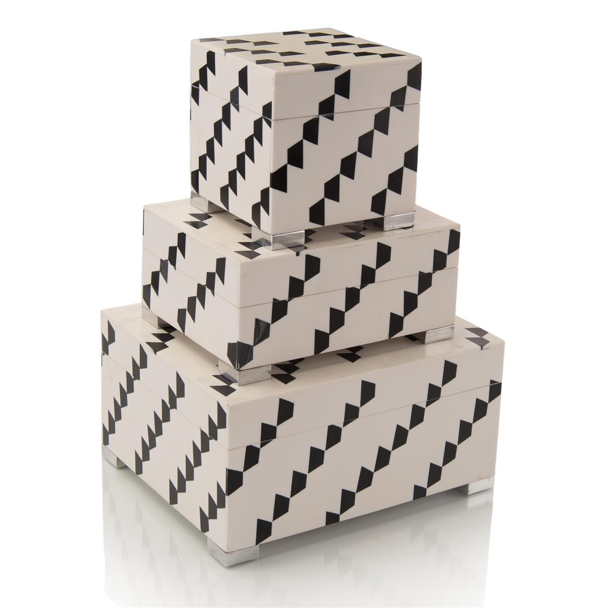 John Richard, Black-And-White Boxes - Set Of 3