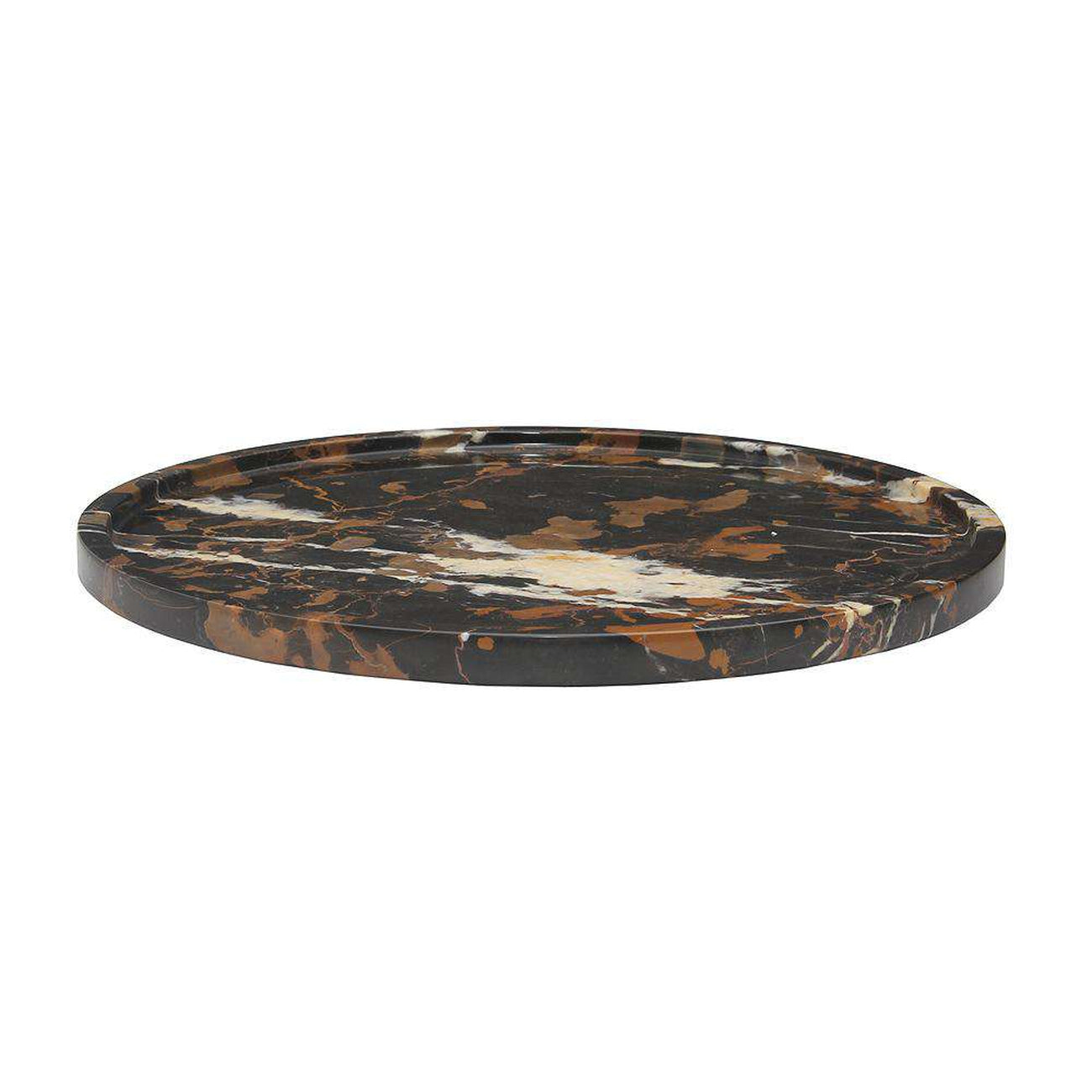 Marble Crafter, Black & Gold 16" Marble Round Place Tray