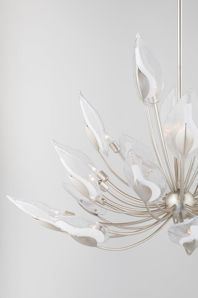 Hudson Valley, Blossom 20 Light Chandelier Silver Leaf