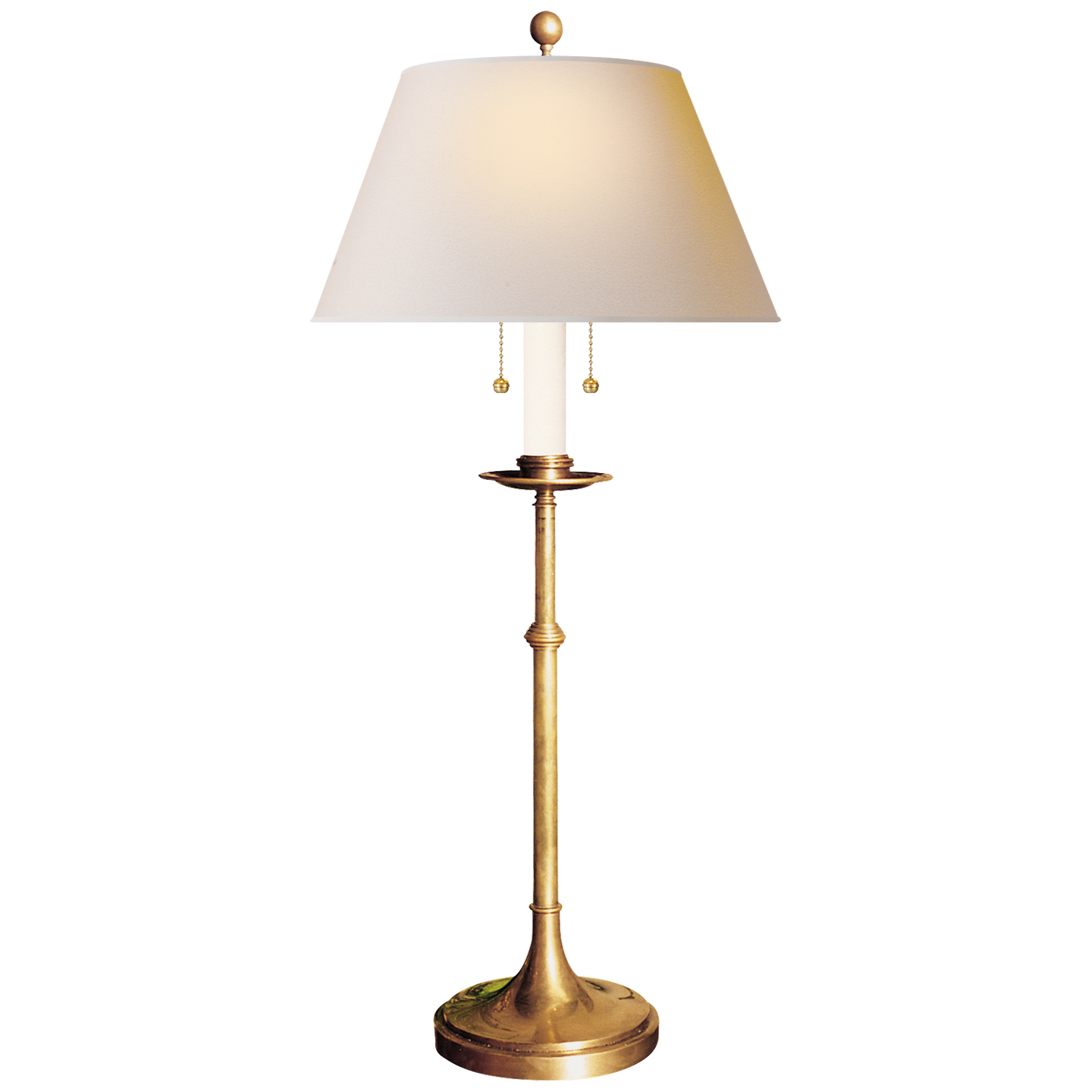 Visual Comfort, Dorchester Club Table Lamp in Antique-Burnished Brass with Natural Paper Shade