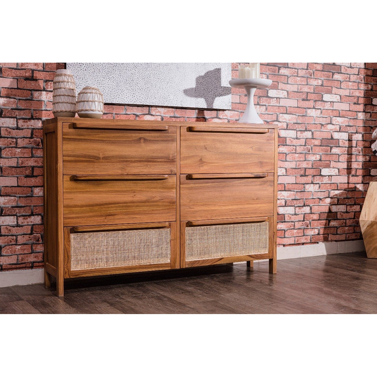 France & Son, Emmett Teak and Cane Dresser