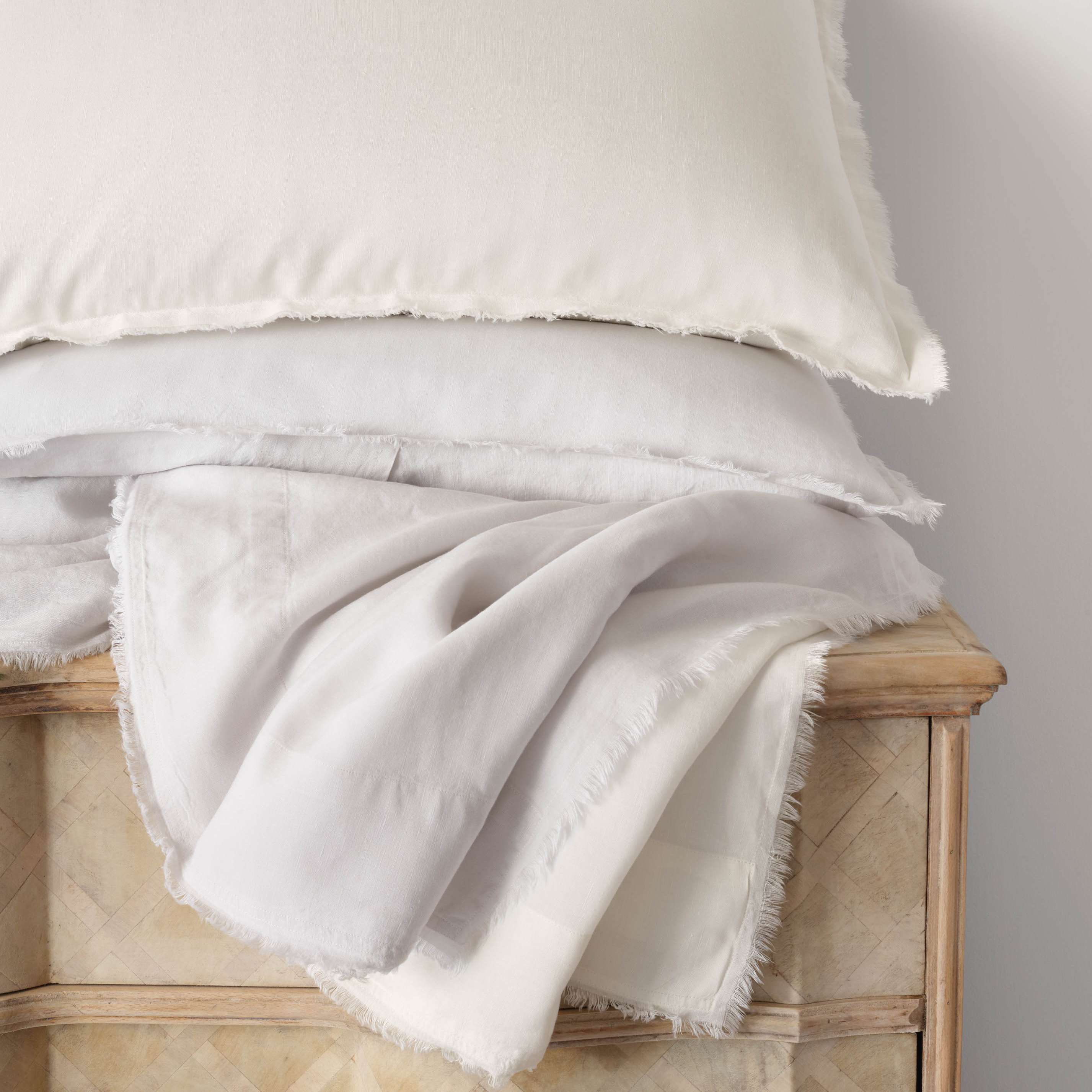 Annie Selke, Faye Linen Dove White Duvet Cover