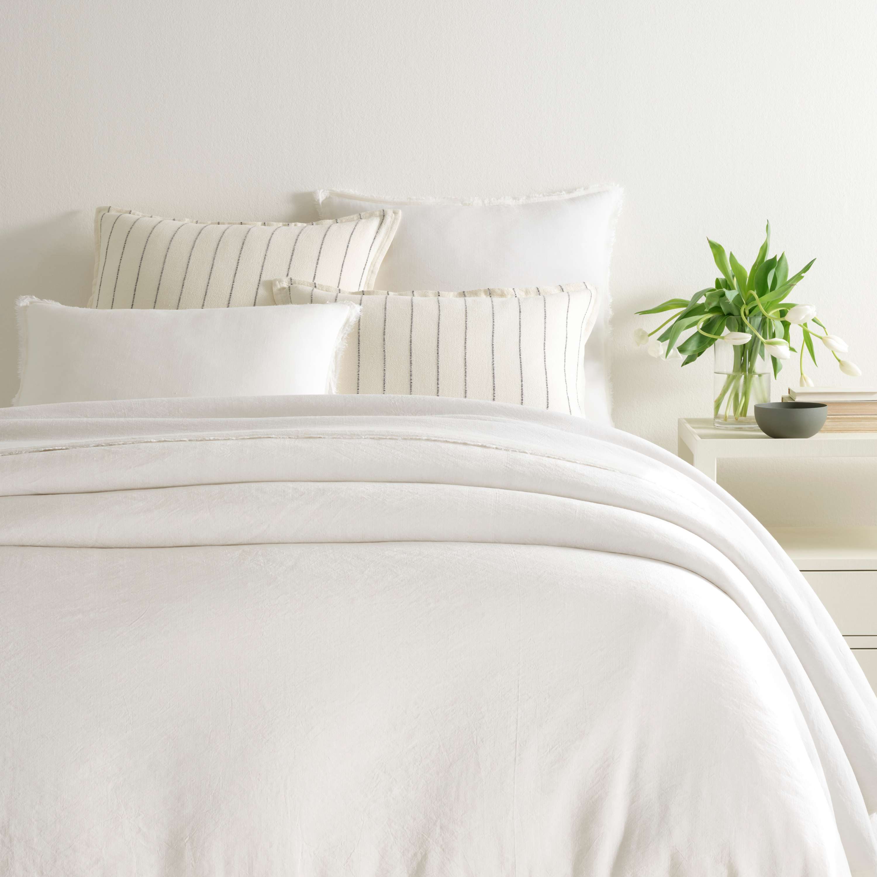 Annie Selke, Faye Linen Dove White Duvet Cover