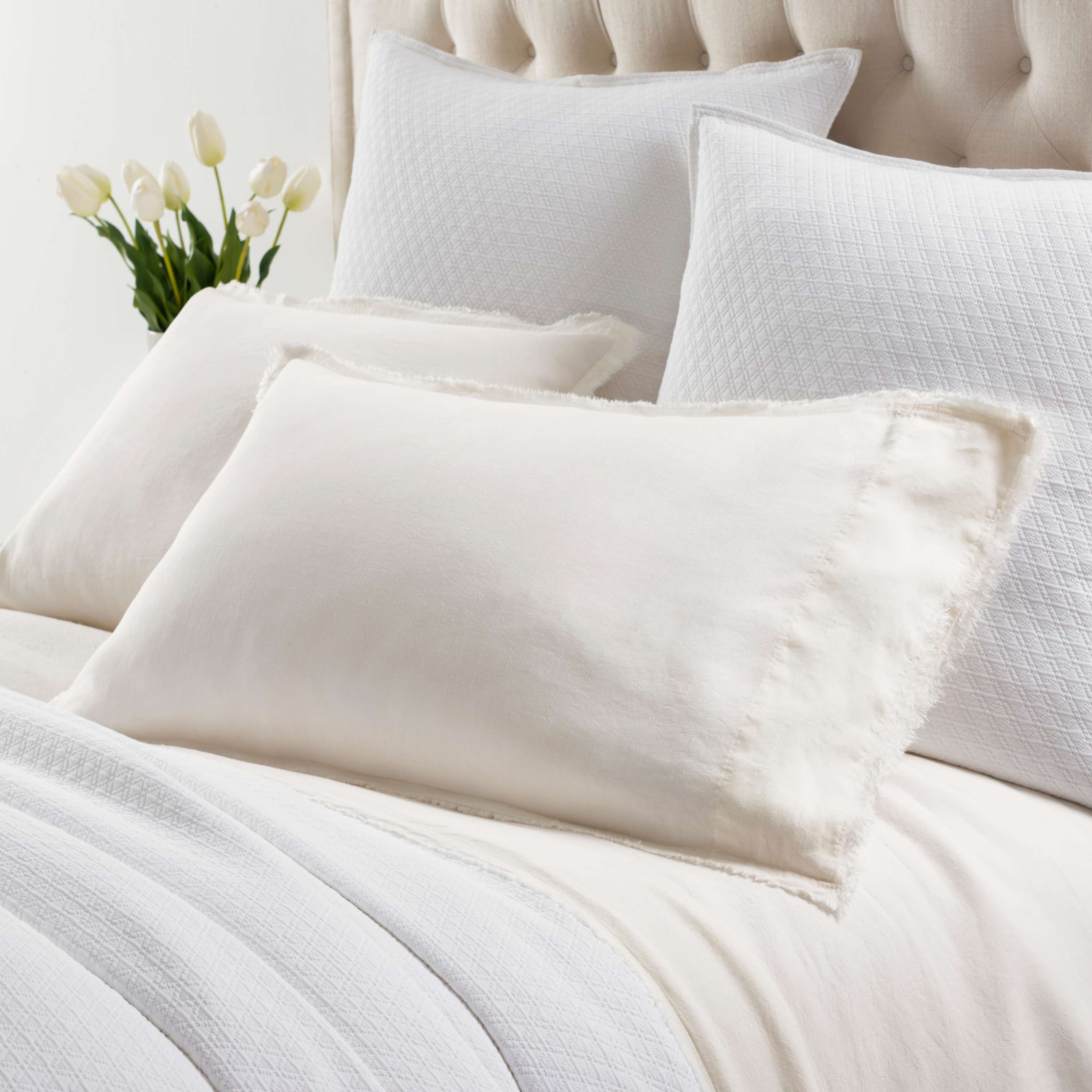 Annie Selke, Faye Linen Dove White Pillowcases