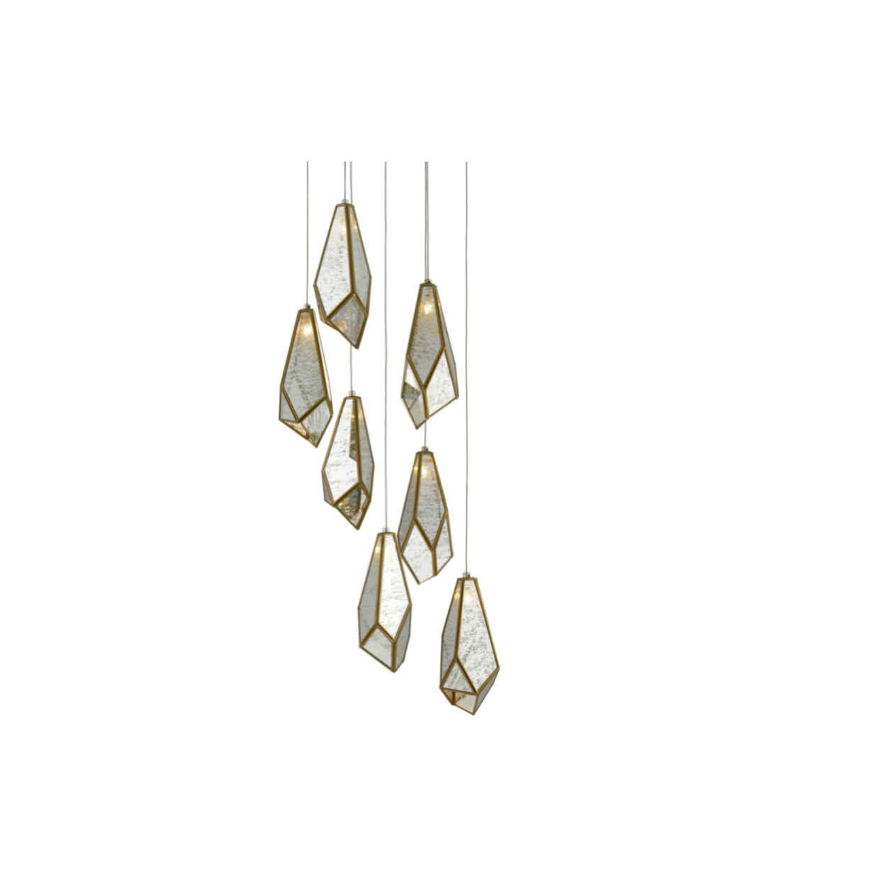 Currey & Company, Glace 7 Light Multi-Drop Pendant