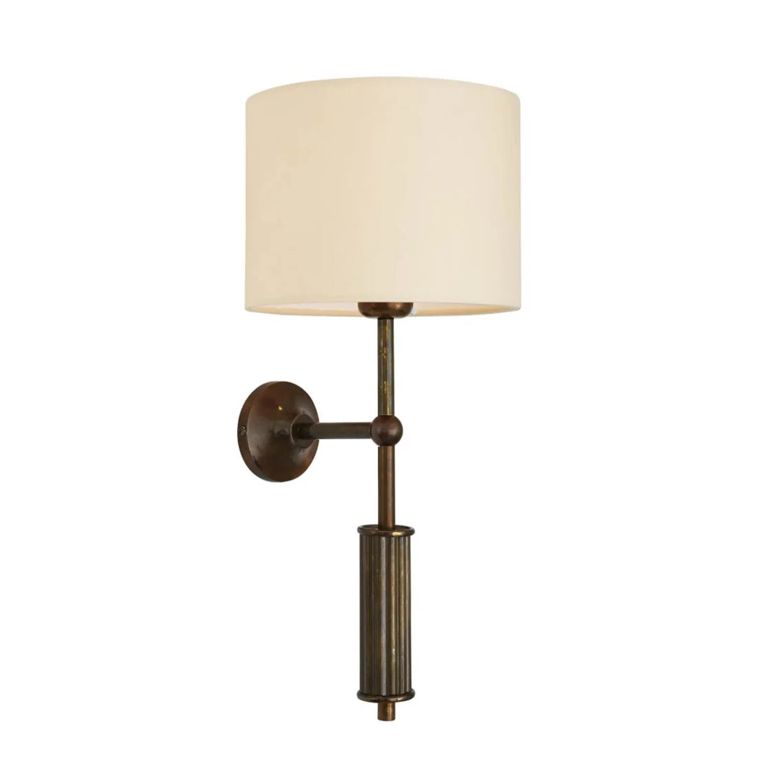 Mullan, Gorey Contemporary Brass Wall Light with Drum Fabric Shade